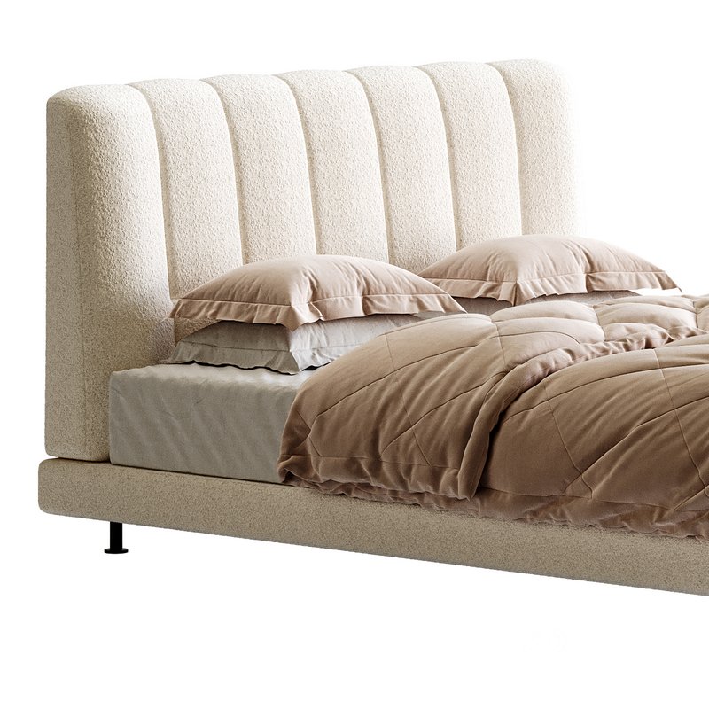 Dylan White Boucle Minimalist Bed Frame Image 9