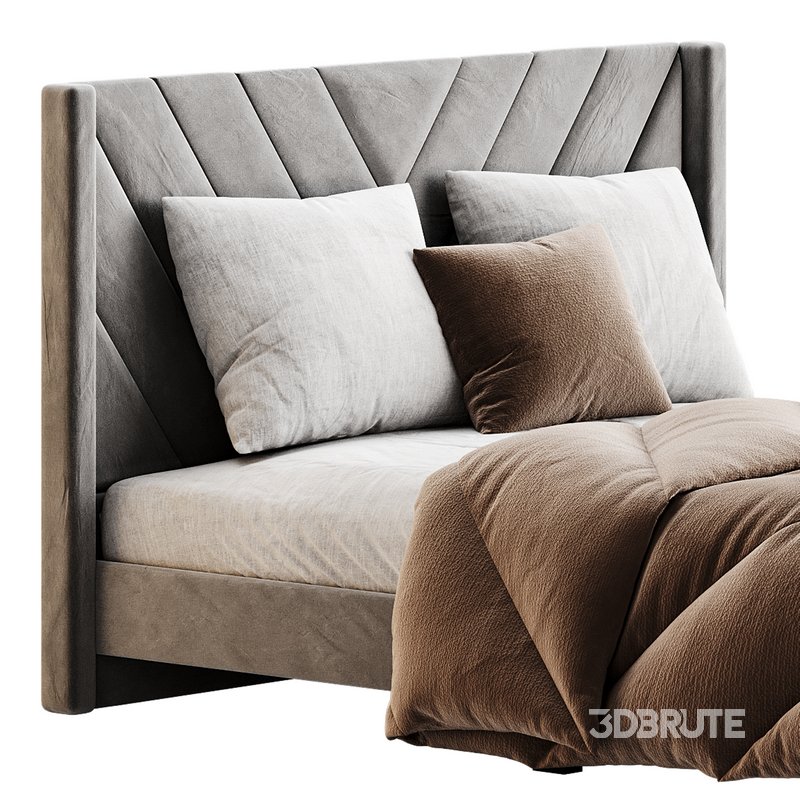 Easyfashion Modern Upholstered Platform Queen Bed with Slat Support Light Gray Image 9