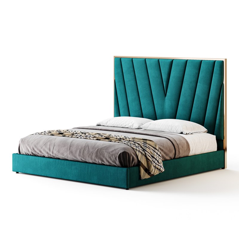 Grayish Upholstered luxury King Size Bed Image 9