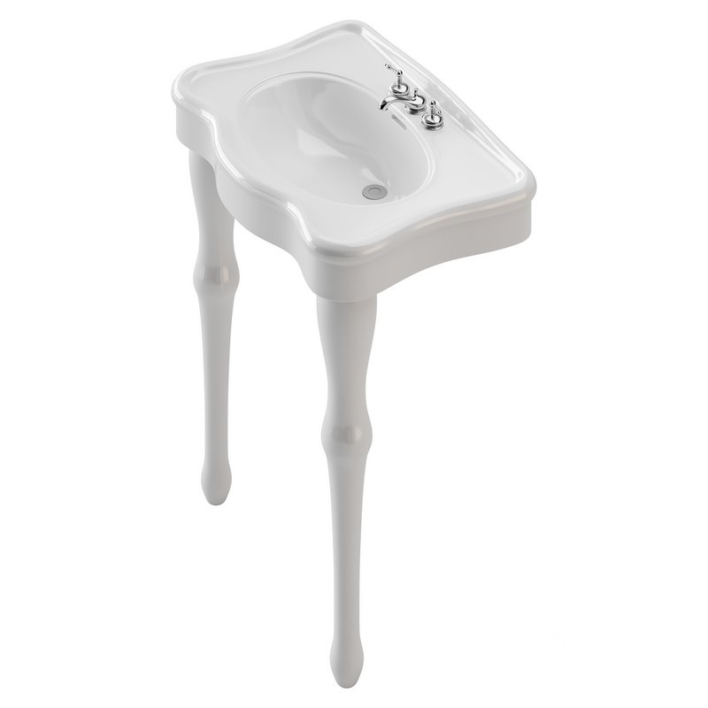 White Console Sink China Two Spindle Legs Image 9