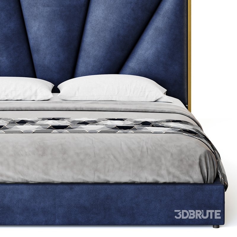 Royal Blue Upholstered Luxury King Size size Bed Image 9