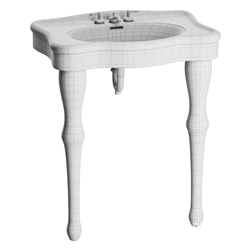 White Console Sink China Two Spindle Legs Image 14