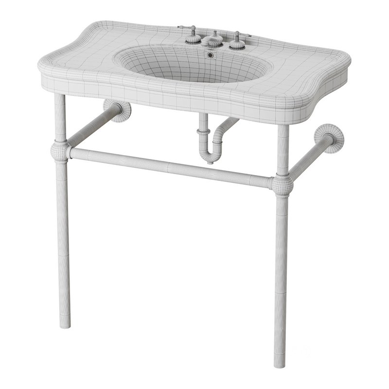 Console Sink Porcelain Belle Epoque with Black Nickel Support Legs Image 13
