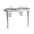 Double Basin Console Bathroom Sink White with 2 Spindle Legs and Overflow - Thumbnail 14