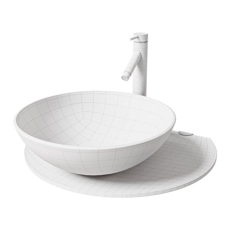 Corona 27 7 8 Glass Wall Mounted Bathroom Sink with Round Counter Faucet and Drain Image 14