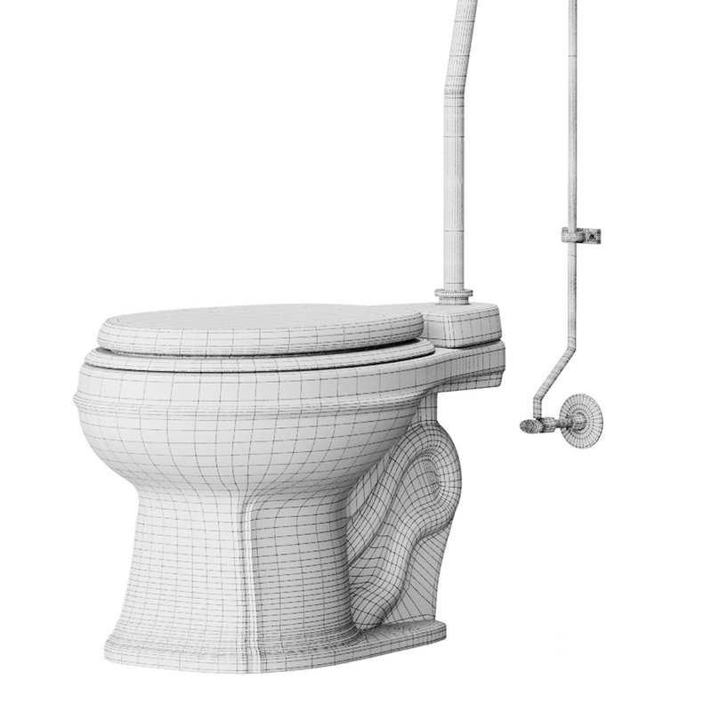 White High Tank Toilet with Round Bowl Chrome Plate Z-Pipe Image 15