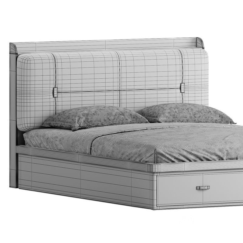 White Wooden Luxury Leather Upholstered Bed Image 15