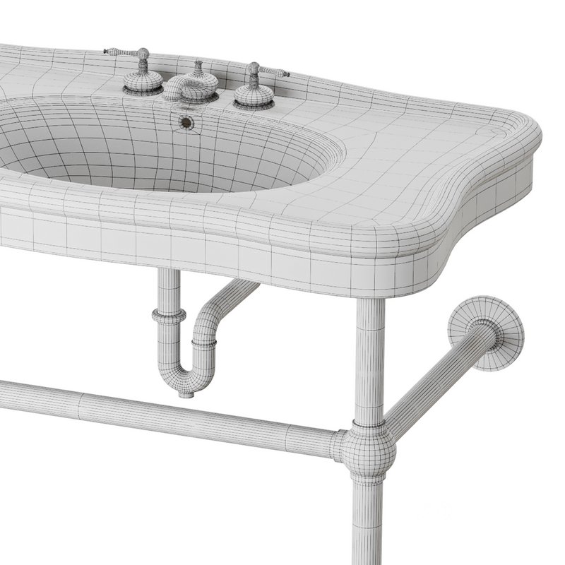Console Sink Porcelain Belle Epoque with Black Nickel Support Legs Image 14