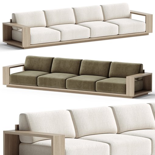 Mallorca Wood 2-Piece Outdoor Sofa