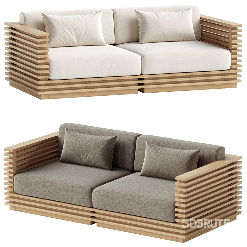 Batten Teak Outdoor Loveseat Image 1