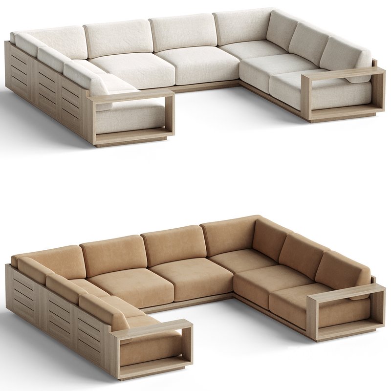 Mallorca Wood 5-Piece U-Shaped Sofa Image 1