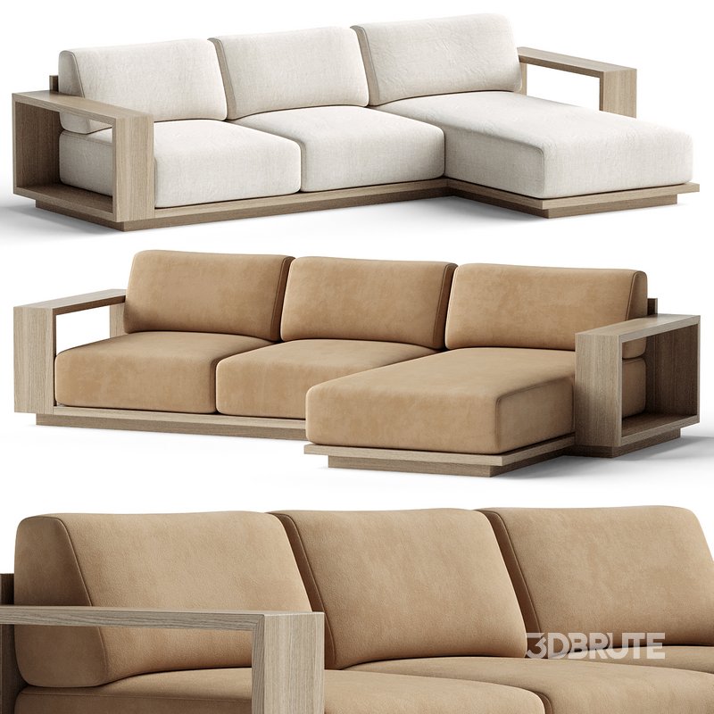 Mallorca Wood 2-Piece Right-Arm Chaise Sofa Image 1