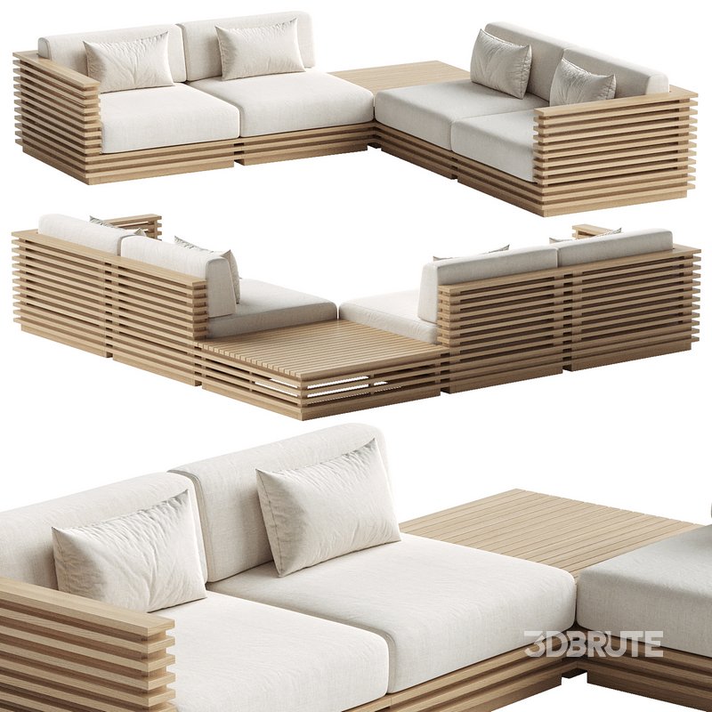 Batten 5-Piece Teak Sofa with table Image 1