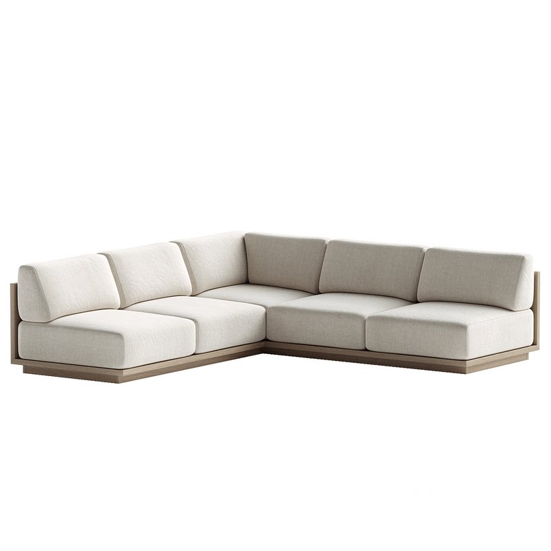 Mallorca Wood 3-Piece L-Shaped Armless Sofa Image 2