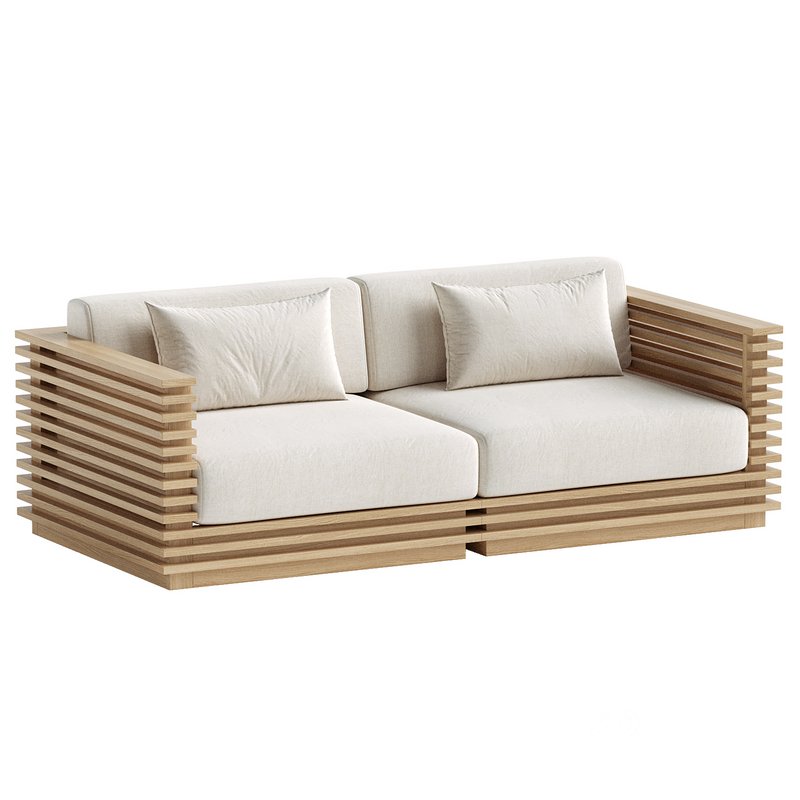 Batten Teak Outdoor Loveseat Image 2