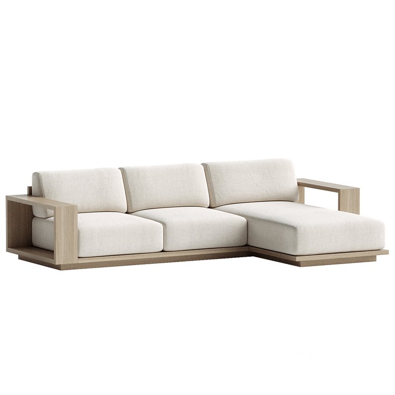 Mallorca Wood 2-Piece Right-Arm Chaise Sofa Image 2