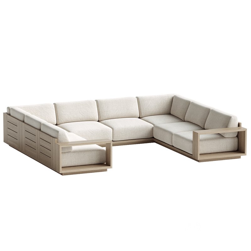 Mallorca Wood 5-Piece U-Shaped Sofa Image 2