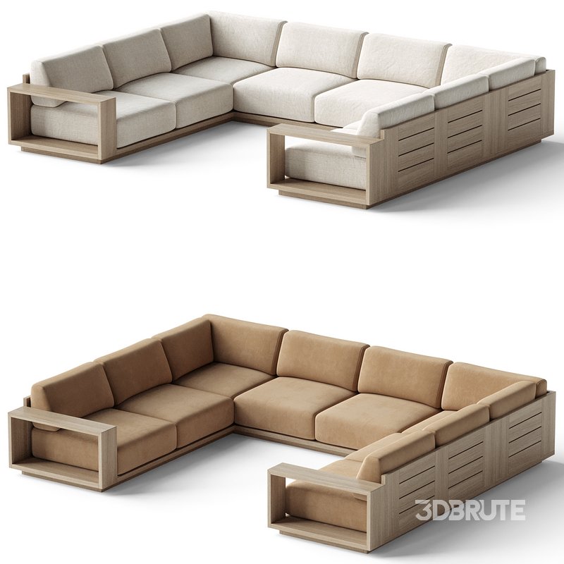 Mallorca Wood 5-Piece U-Shaped Sofa Image 3
