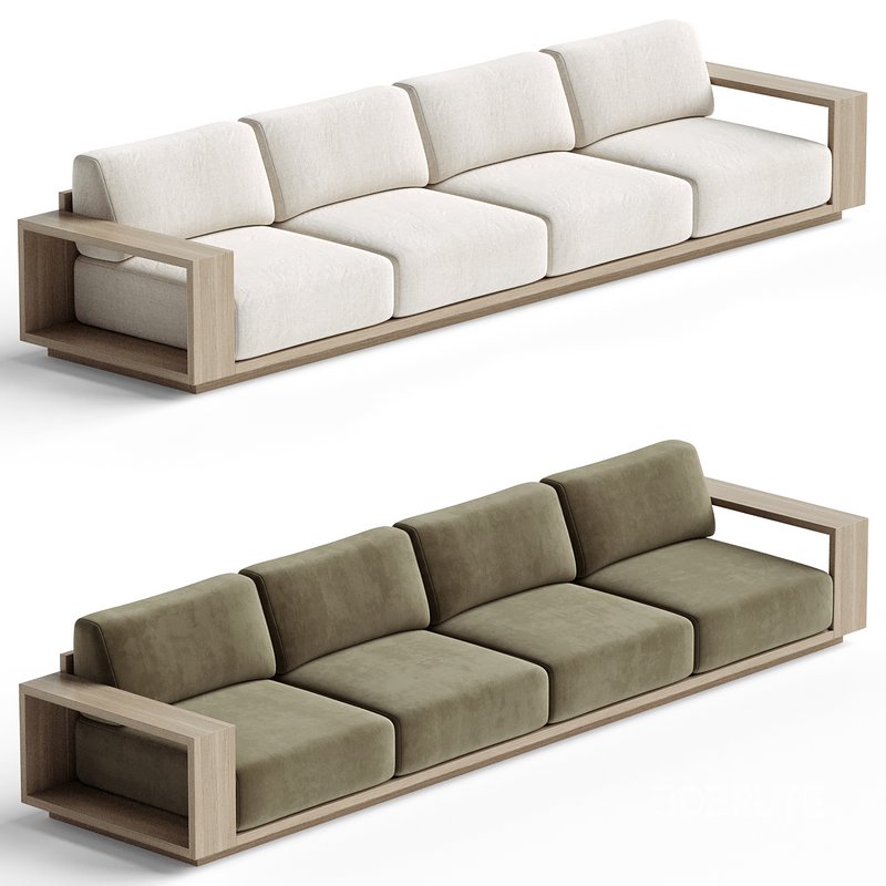 Mallorca Wood 2-Piece Outdoor Sofa Image 3