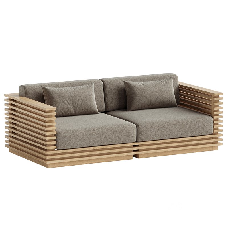 Batten Teak Outdoor Loveseat Image 3