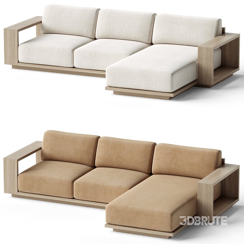 Mallorca Wood 2-Piece Right-Arm Chaise Sofa Image 3