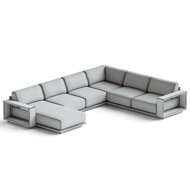 Mallorca Wood 4-Piece Left-Arm Sectional Sofa Image 4