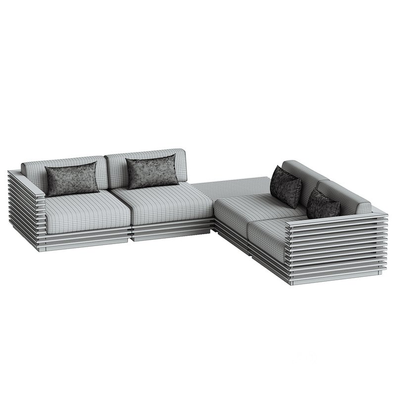Batten 5-Piece Teak Sofa with table Image 4