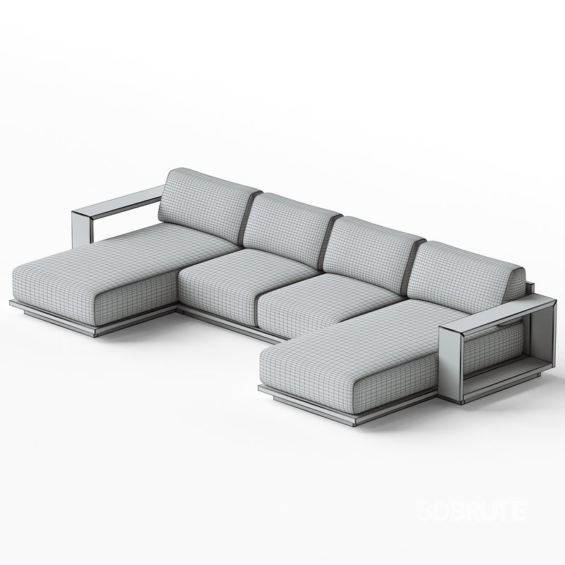 Mallorca Wood Double-Chaise Sofa Image 4
