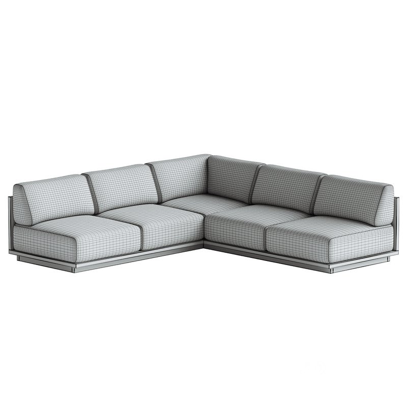 Mallorca Wood 3-Piece L-Shaped Armless Sofa Image 4