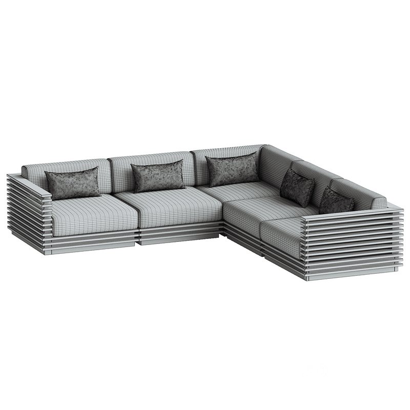 Batten 5-Piece L-Shaped Teak Sofa Image 3