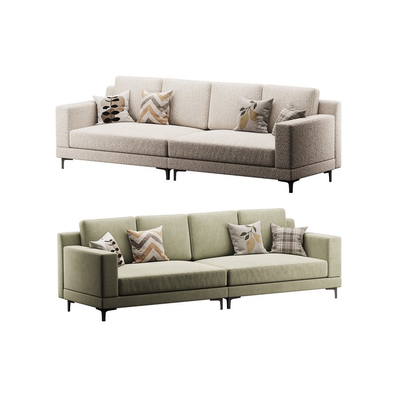 3-seater Modish Cream Solid Color Sofa Image 5