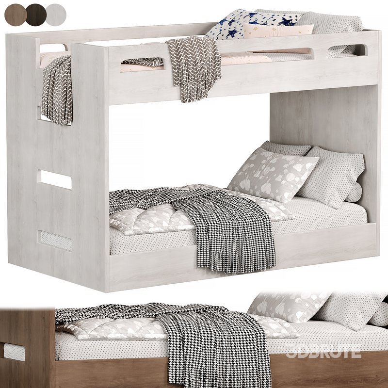 Abridged White Glaze Low Twin Kids Bunk Bed by crateandbarrel Image 1