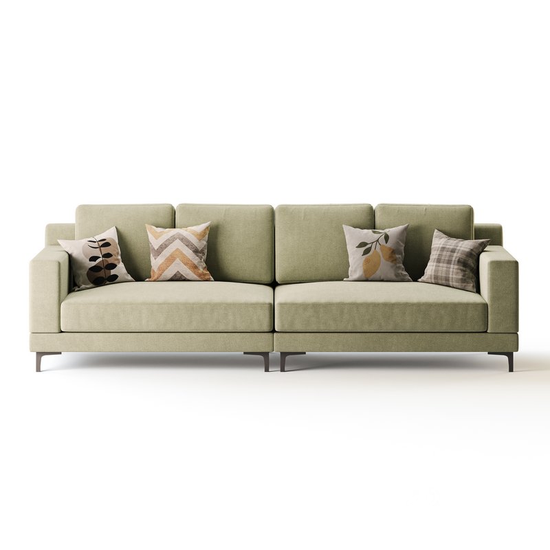 3-seater Modish Cream Solid Color Sofa Image 8