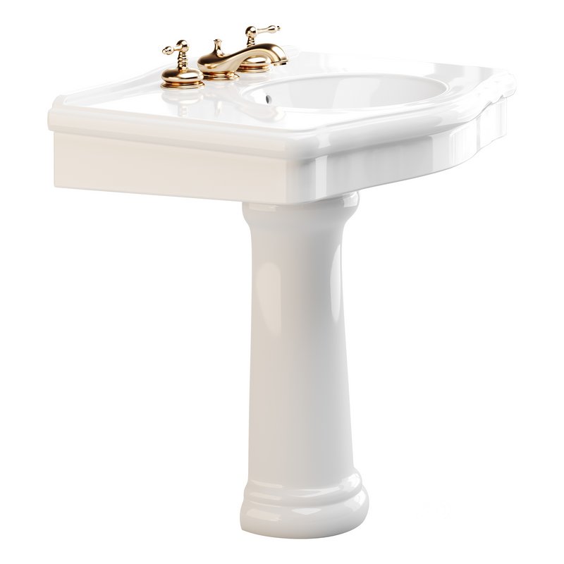 White Porcelain Bathroom Pedestal Sink Image 10