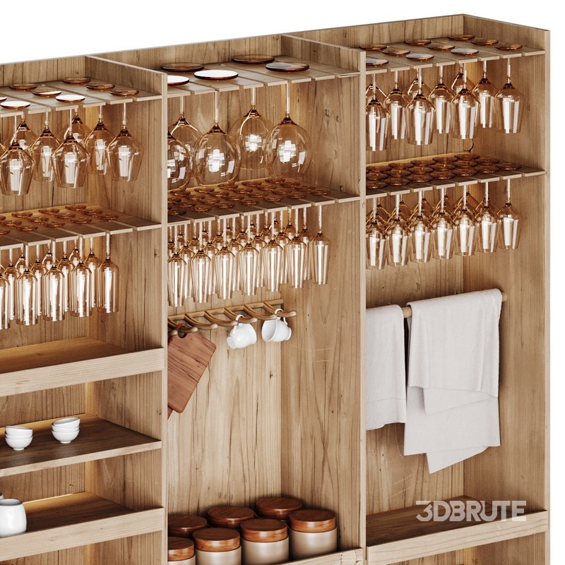 Modern Wine cabinet with dishes and glasses 01 Image 11