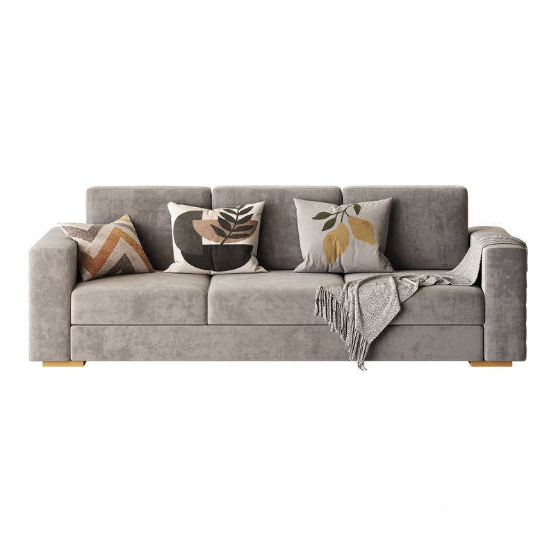 Furniture Port 3 Seater Off White Wooden Sofa Image 11