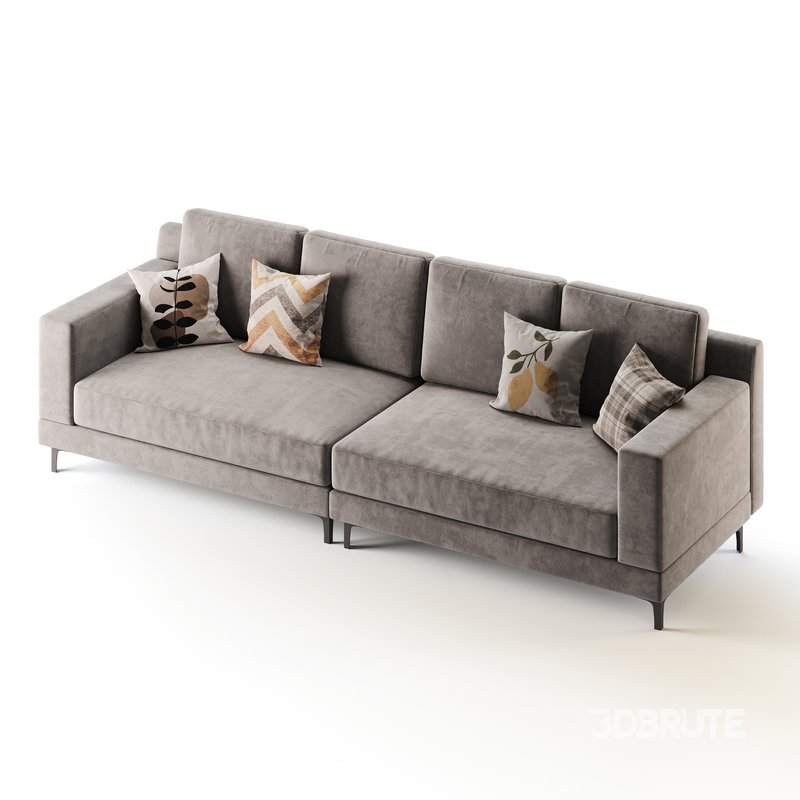 3-seater Modish Cream Solid Color Sofa Image 12