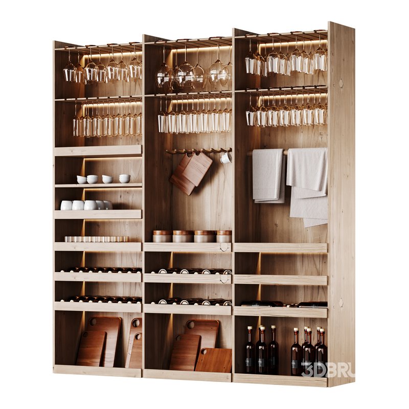 Modern Wine cabinet with dishes and glasses 01 Image 10