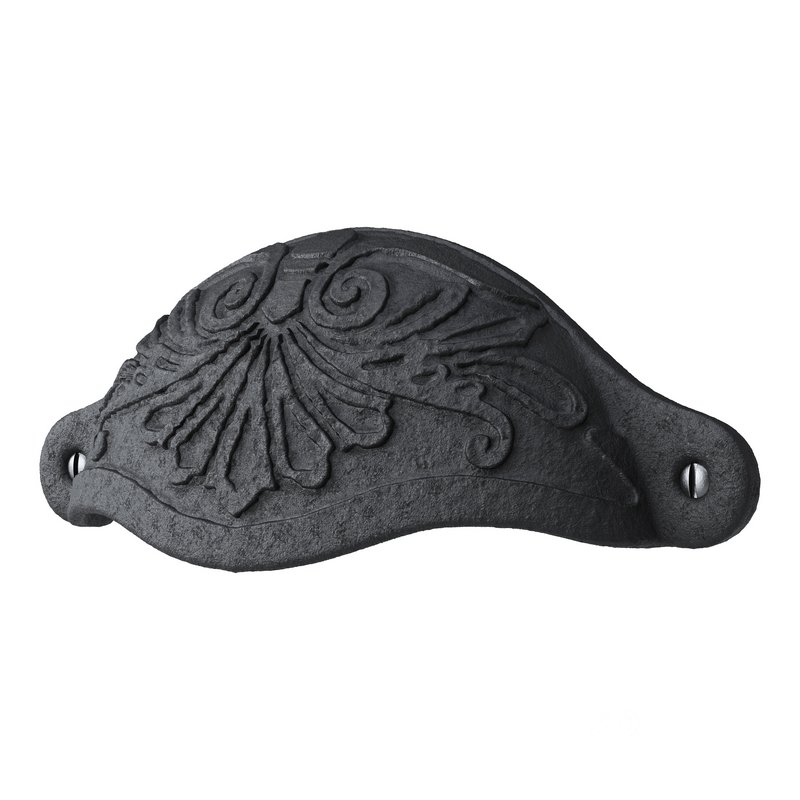 Cabinet or Drawer Bin Pull Black Iron Cup Image 11