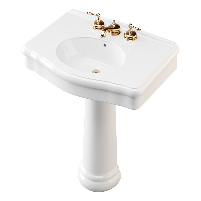White Porcelain Bathroom Pedestal Sink Image 11