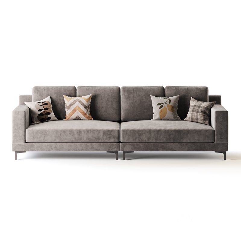 3-seater Modish Cream Solid Color Sofa Image 13