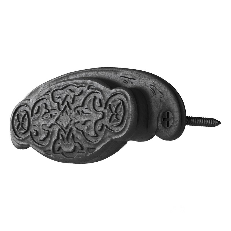 Black Floral Cabinet Drawer Cup Bin Pull Wrought Iron Image 12