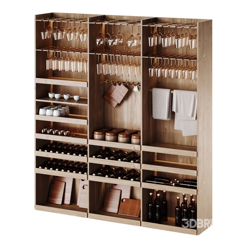 Modern Wine cabinet with dishes and glasses 01 Image 13