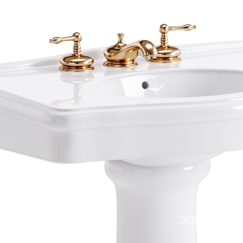 White Porcelain Bathroom Pedestal Sink Image 13