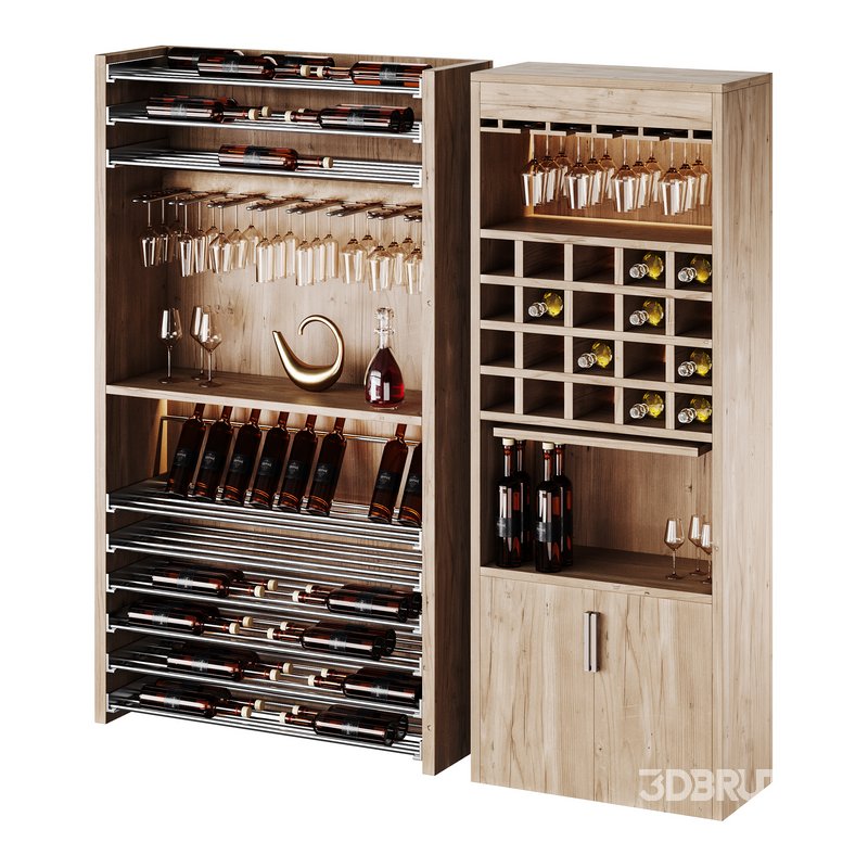 Modern Wine cabinet with dishes and glasses 02 Image 13