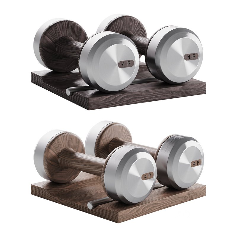 COLMIA Dumbbells Pair With Wooden Stand Image 1