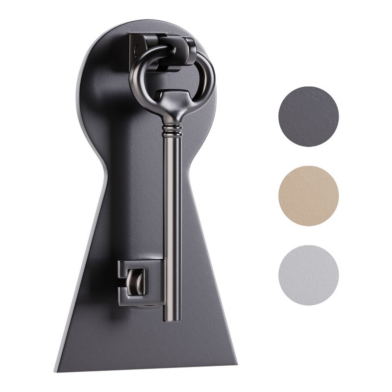 Door Knocker Black Cast Iron Key Image 1