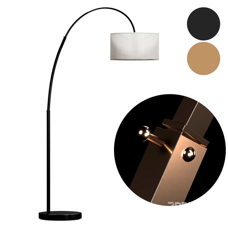 Overarching Linen Shade Floor Lamp Image 4