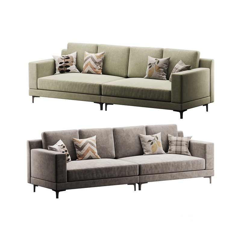 3-seater Modish Cream Solid Color Sofa Image 4