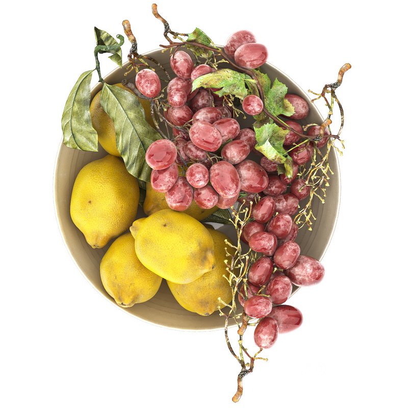 bowl of yellow lemons and grapes Image 4